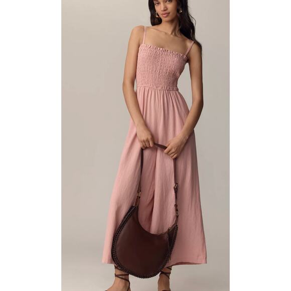 Anthropologie Pants - Anthropologie Pilcro Smocked Linen Wide-Leg Jumpsuit | Sz L, Pink NEW $148